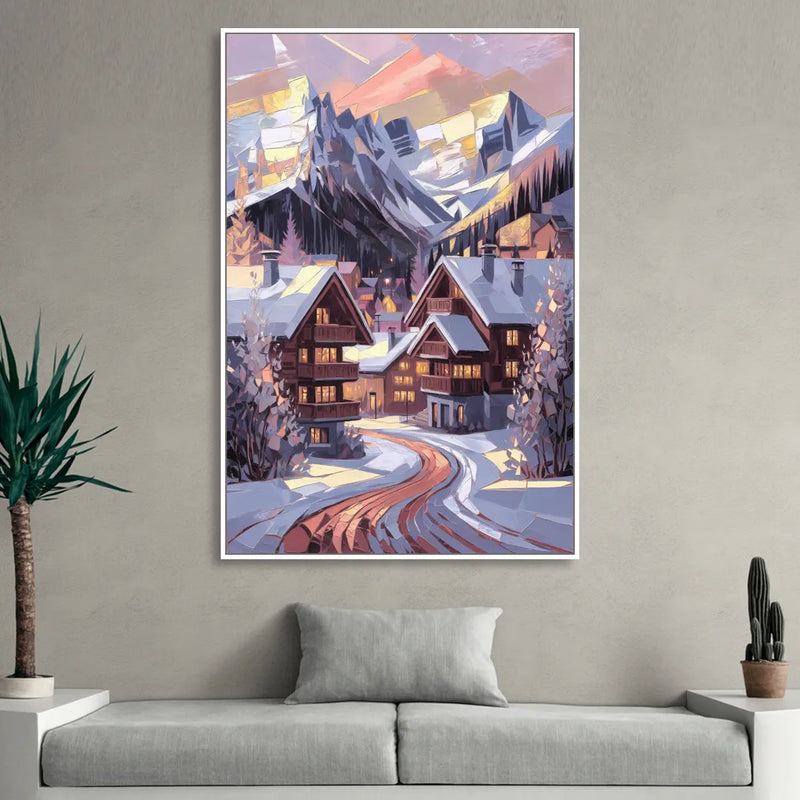 Vail Alpine Village Sitting Room - White Canvas Wall Art