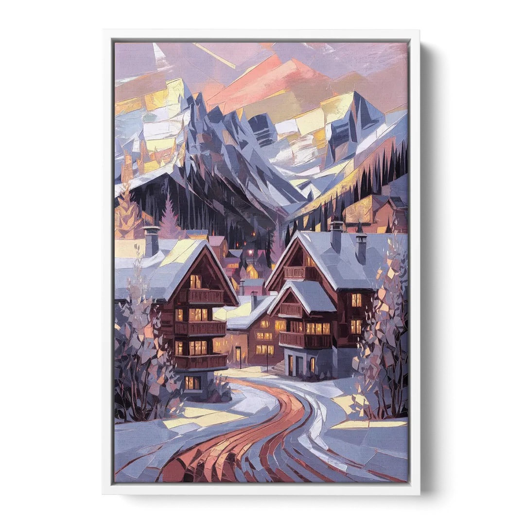 Vail Alpine Village Front - White Canvas Wall Art