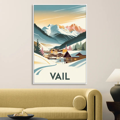 Vail Colorado Charm Living Room - White Canvas Wall Art