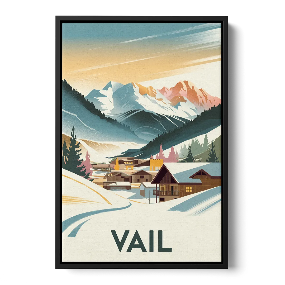 Vail Colorado Charm Front - Black Canvas Wall Art