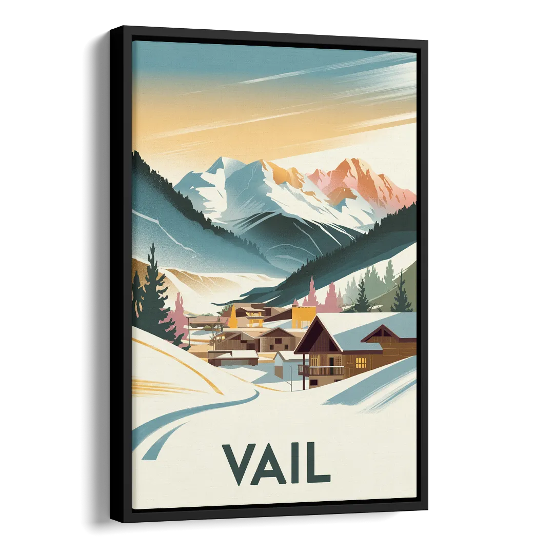 Vail Colorado Charm Side - Black Canvas Wall Art