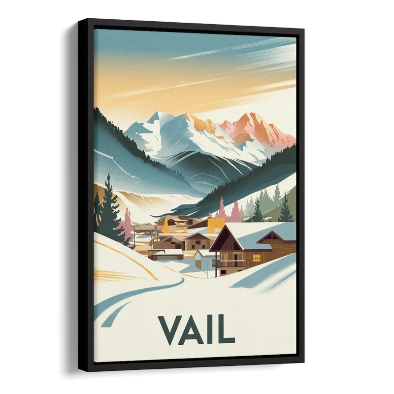 Vail Colorado Charm Side - Black Canvas Wall Art