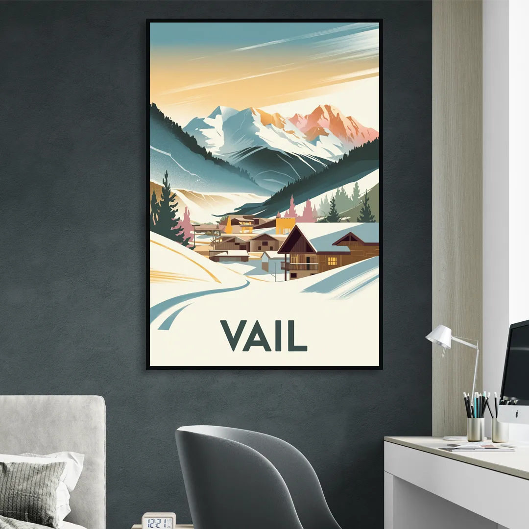 Vail Colorado Charm Sitting Room - Black Canvas Wall Art