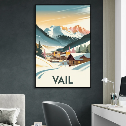 Vail Colorado Charm Sitting Room - Black Canvas Wall Art