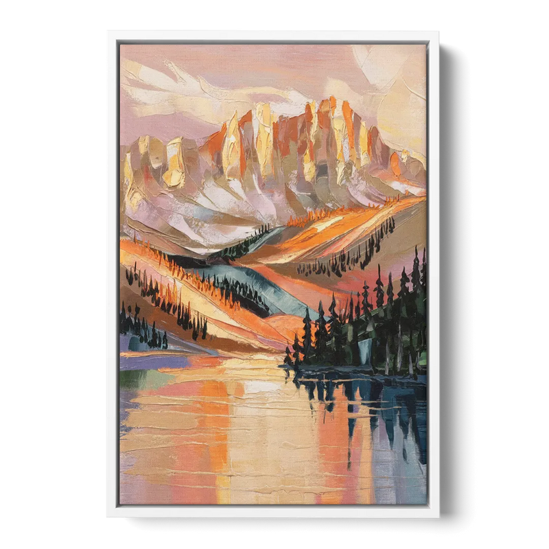 Vail Mountain Sunrise Front - White Canvas Wall Art