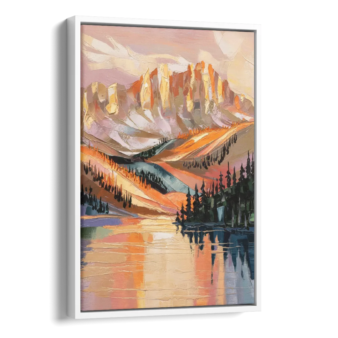 Vail Mountain Sunrise Side - White Canvas Wall Art