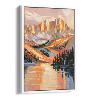 Vail Mountain Sunrise Side - White Canvas Wall Art