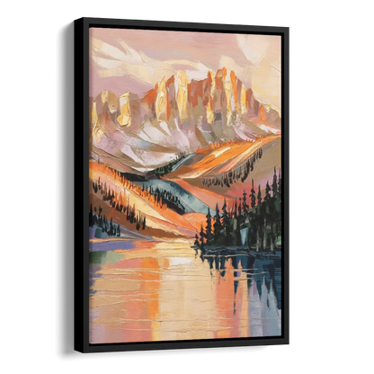Vail Mountain Sunrise Side - Black Canvas Wall Art