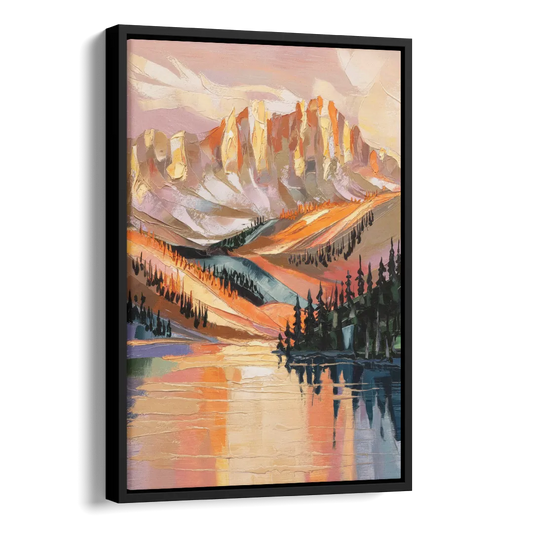 Vail Mountain Sunrise Side - Black Canvas Wall Art