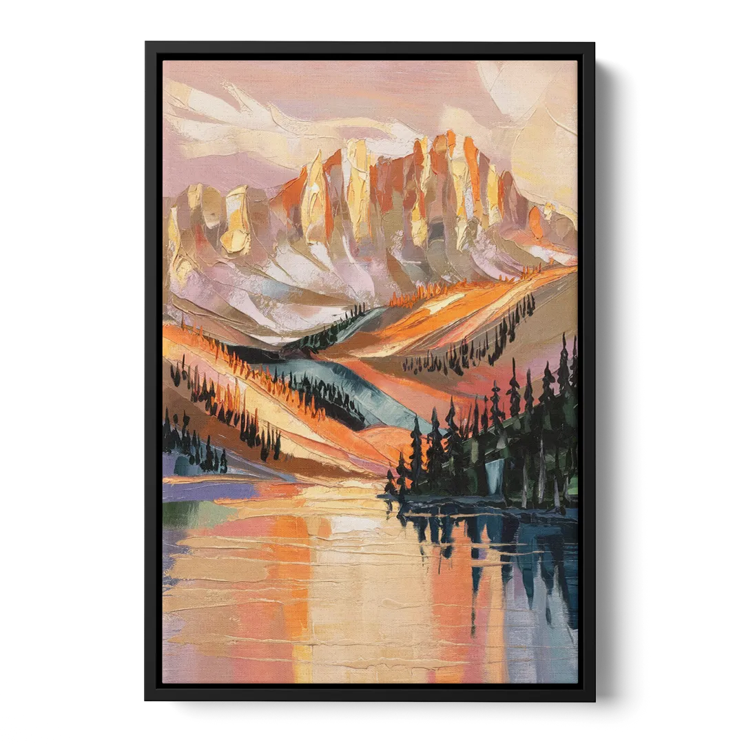 Vail Mountain Sunrise Front - Black Canvas Wall Art