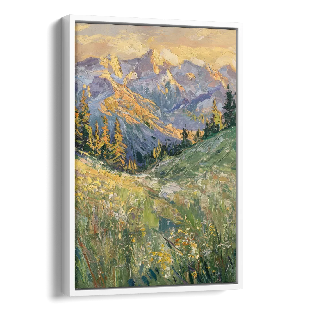 Vail Rocky Mountain View Side - White Canvas Wall Art