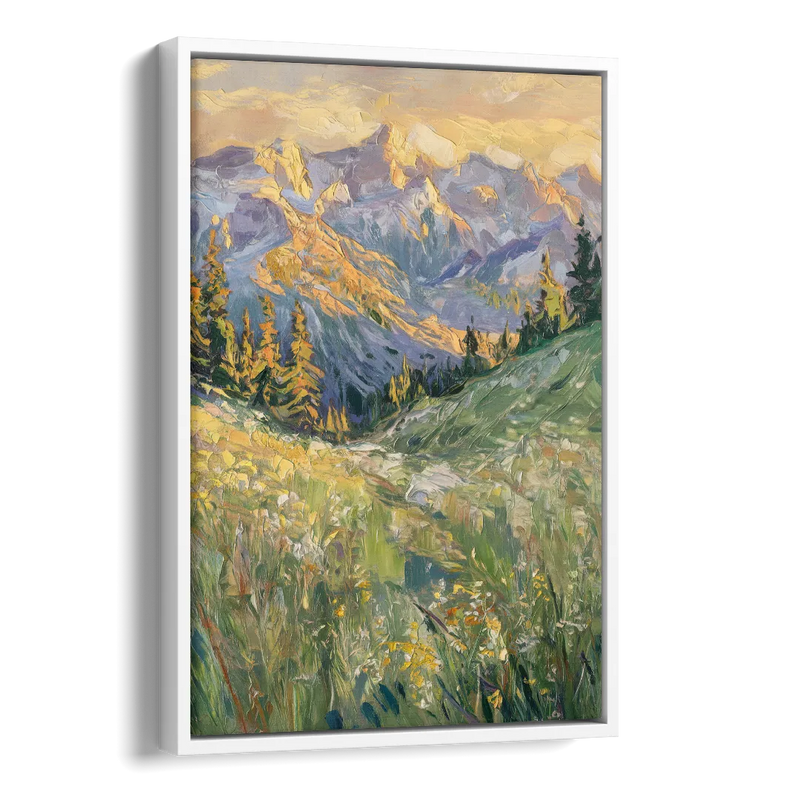 Vail Rocky Mountain View Side - White Canvas Wall Art