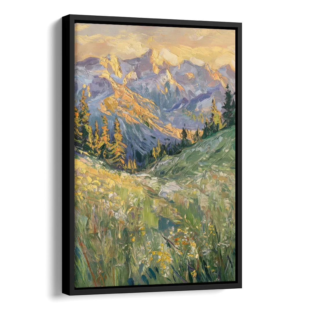 Vail Rocky Mountain View Side - Black Canvas Wall Art