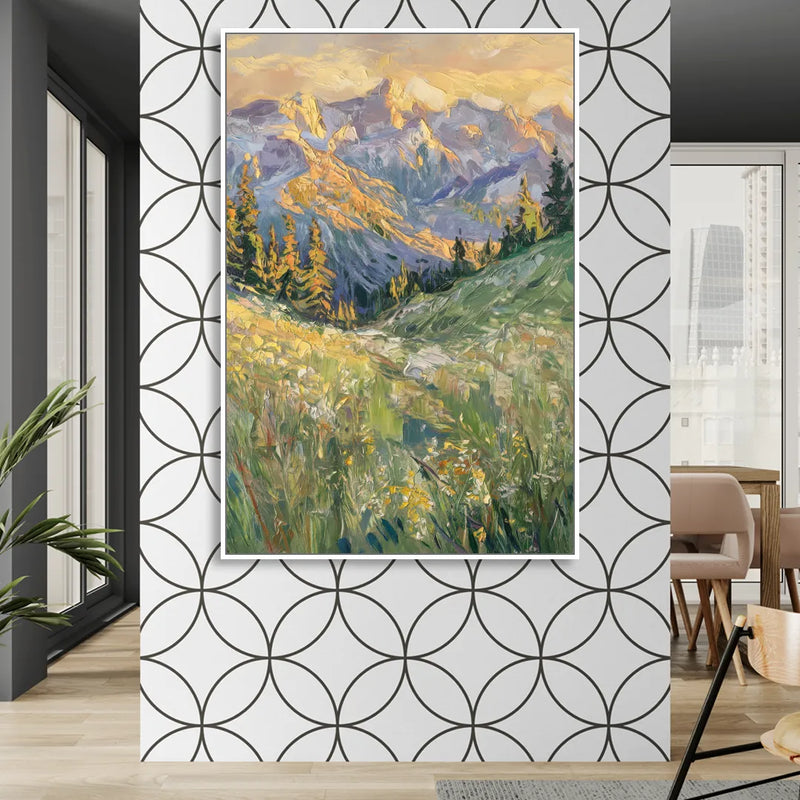 Vail Rocky Mountain View Sitting Room - White Canvas Wall Art
