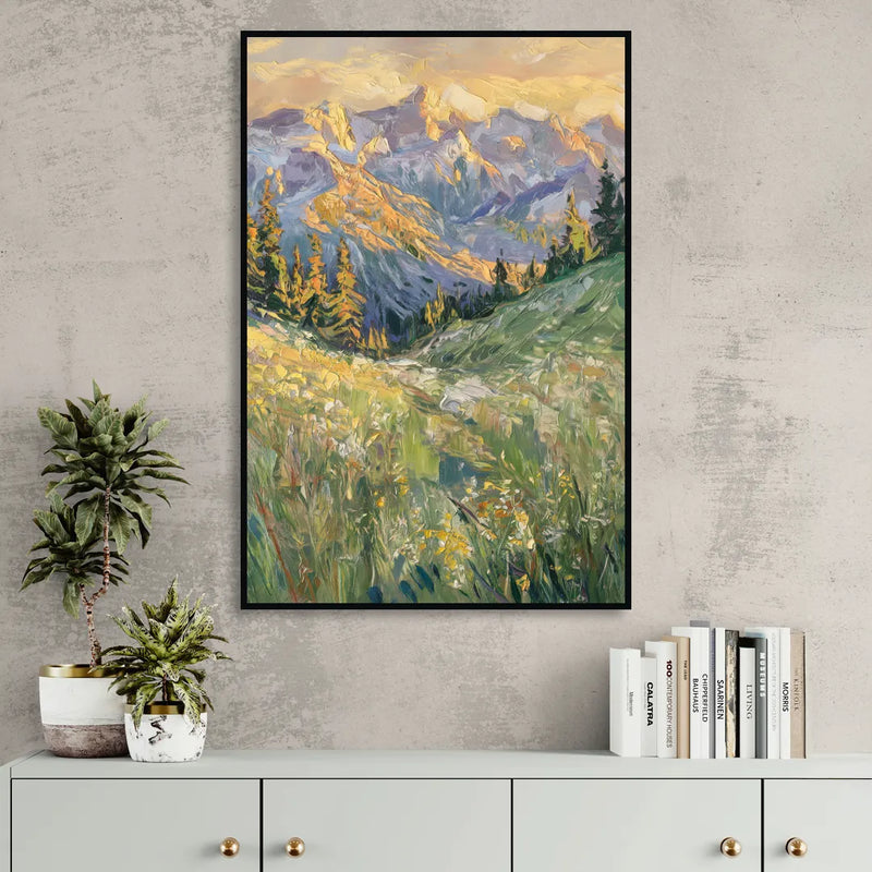 Vail Rocky Mountain View Living Room - Black Canvas Wall Art