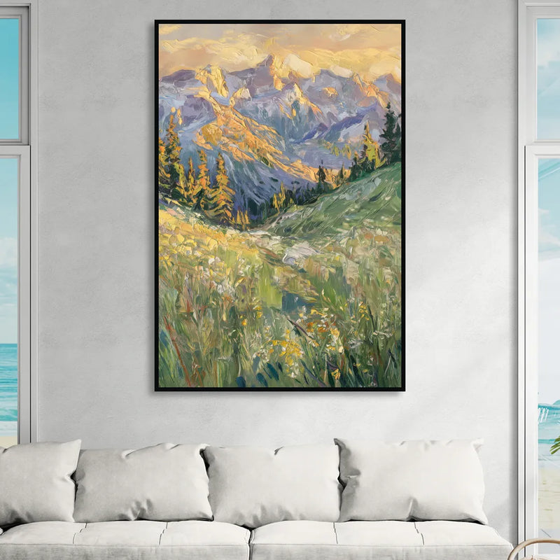 Vail Rocky Mountain View Sitting Room - Black Canvas Wall Art