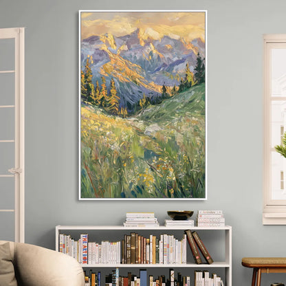 Vail Rocky Mountain View Living Room - White Canvas Wall Art