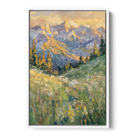 Vail Rocky Mountain View - White Framed Canvas Wall Art - Front