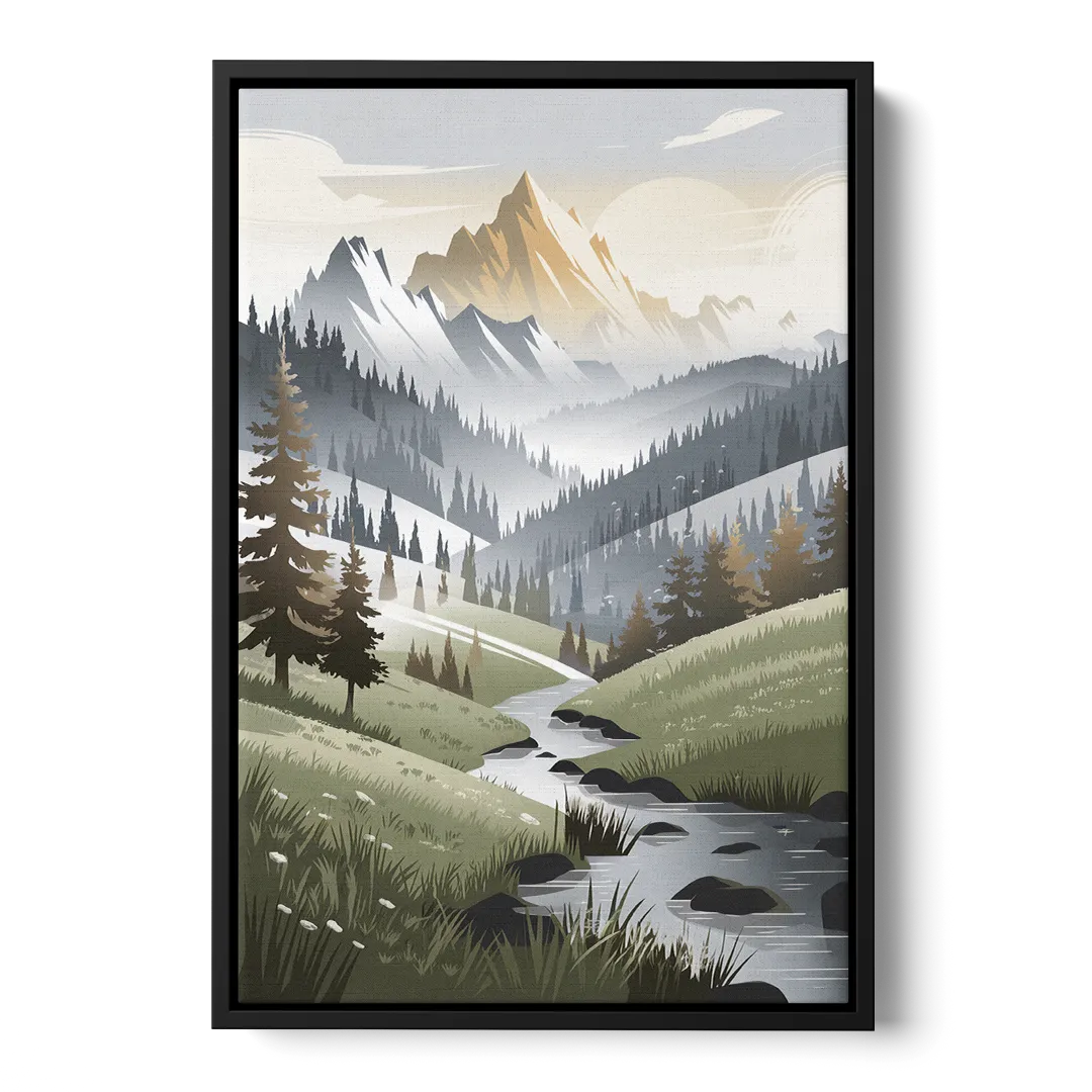 Vail Scenic Landscape Front - Black Canvas Wall Art