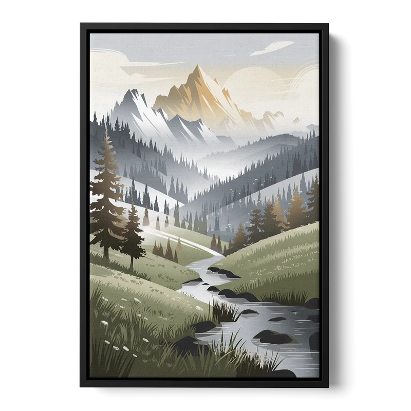 Vail Scenic Landscape Front - Black Canvas Wall Art