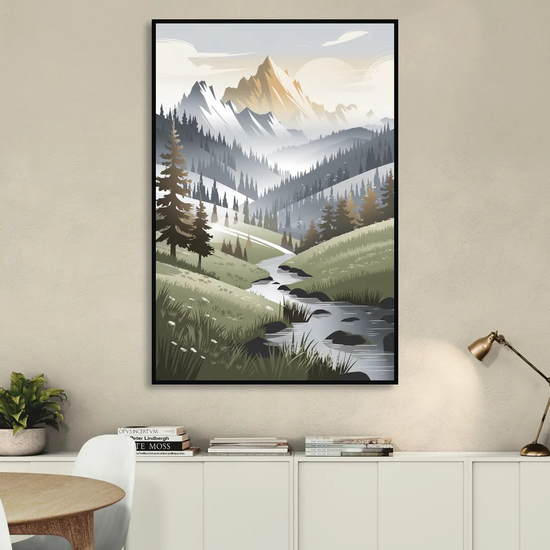 Vail Scenic Landscape Sitting Room - Black Canvas Wall Art