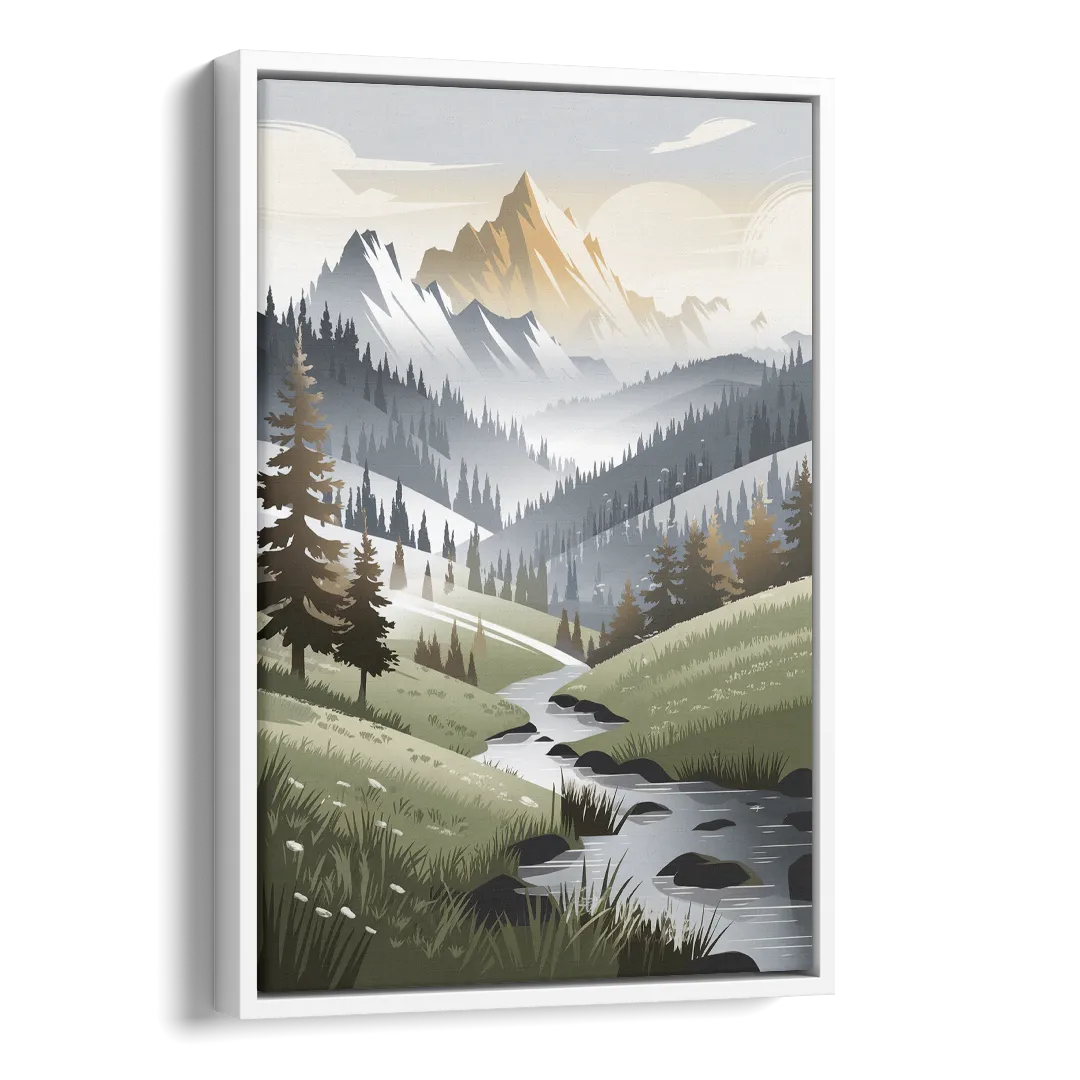 Vail Scenic Landscape Side - White Canvas Wall Art