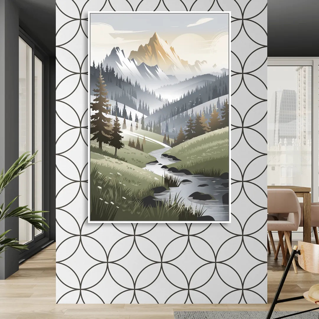 Vail Scenic Landscape Living Room - White Canvas Wall Art