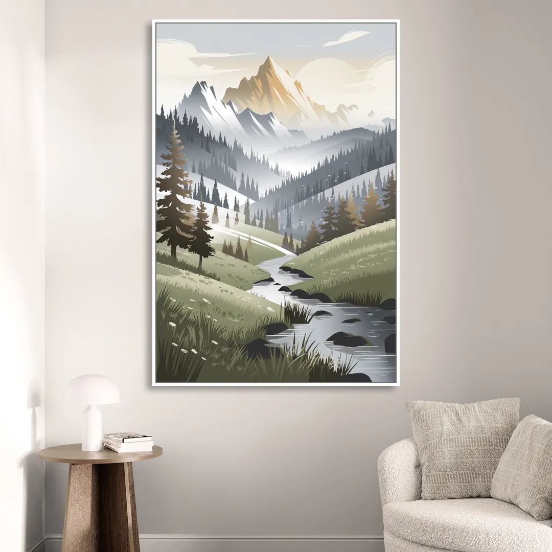 Vail Scenic Landscape Sitting Room - White Canvas Wall Art