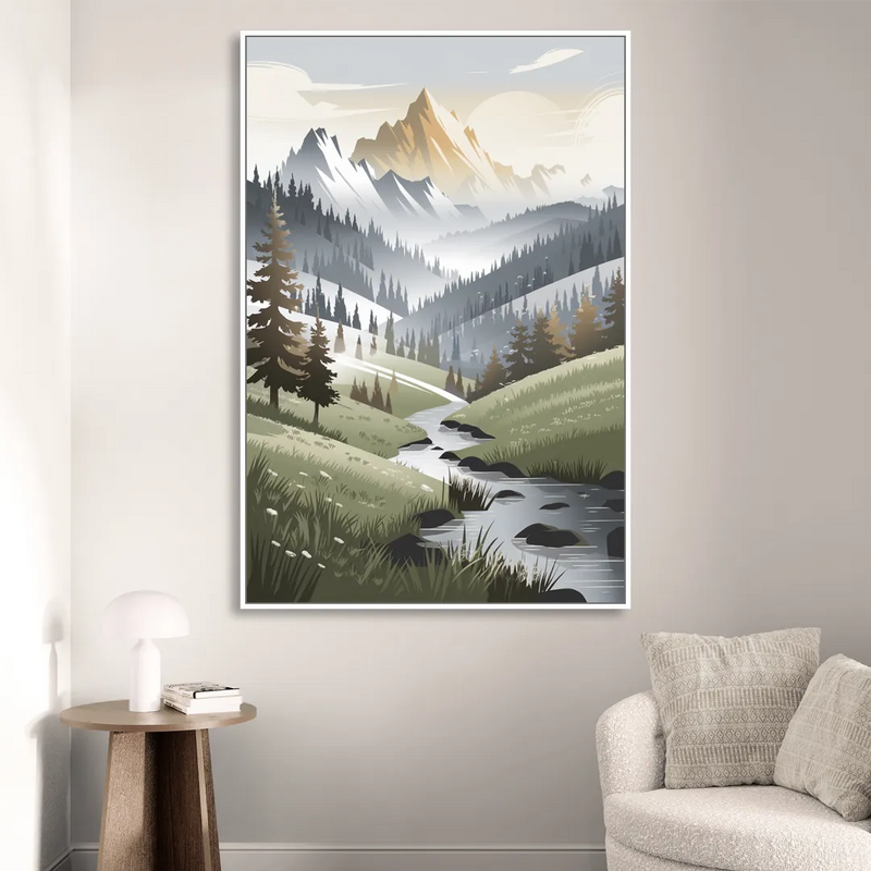 Vail Scenic Landscape Sitting Room - White Canvas Wall Art
