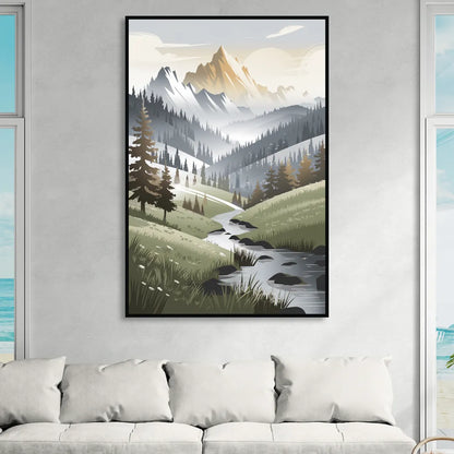 Vail Scenic Landscape Living Room - Black Canvas Wall Art