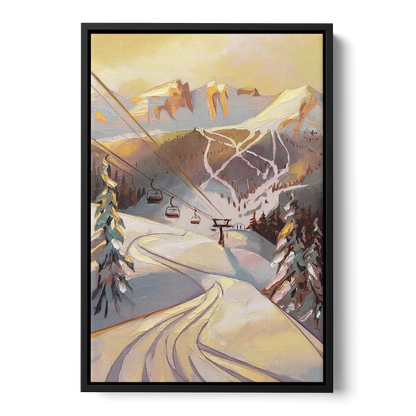 Vail Ski Slopes Front - Black Canvas Wall Art
