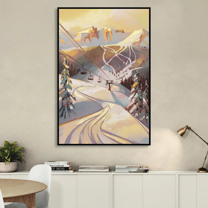 Vail Ski Slopes Living Room - Black Canvas Wall Art