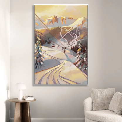 Vail Ski Slopes Living Room - White Canvas Wall Art