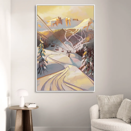 Vail Ski Slopes Living Room - White Canvas Wall Art