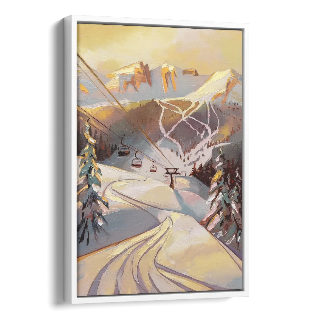 Vail Ski Slopes Side - White Canvas Wall Art