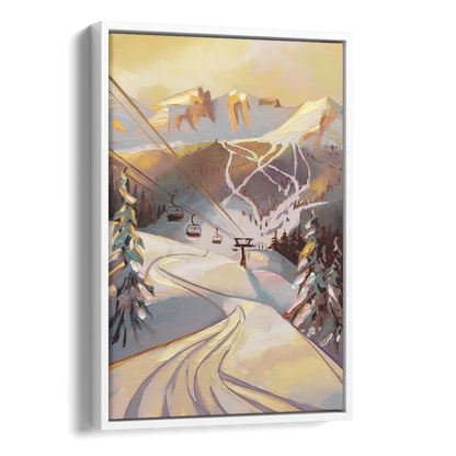 Vail Ski Slopes Side - White Canvas Wall Art
