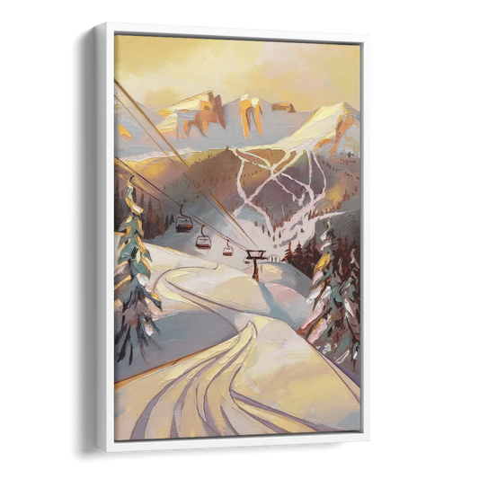 Vail Ski Slopes Side - White Canvas Wall Art