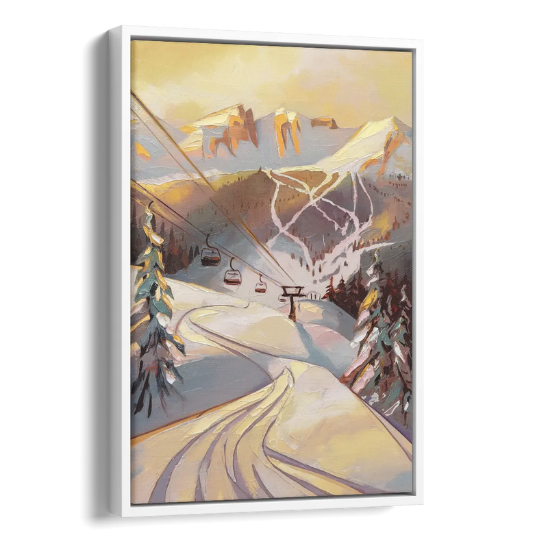 Vail Ski Slopes Side - White Canvas Wall Art