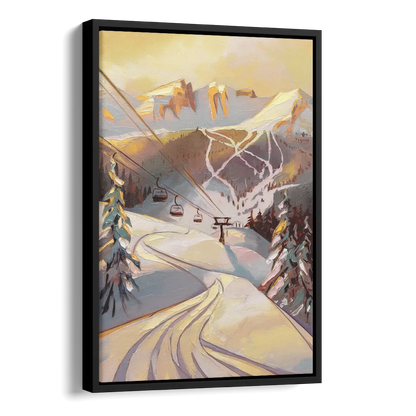 Vail Ski Slopes Side - Black Canvas Wall Art