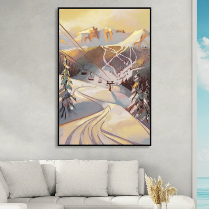 Vail Ski Slopes Sitting Room - Black Canvas Wall Art