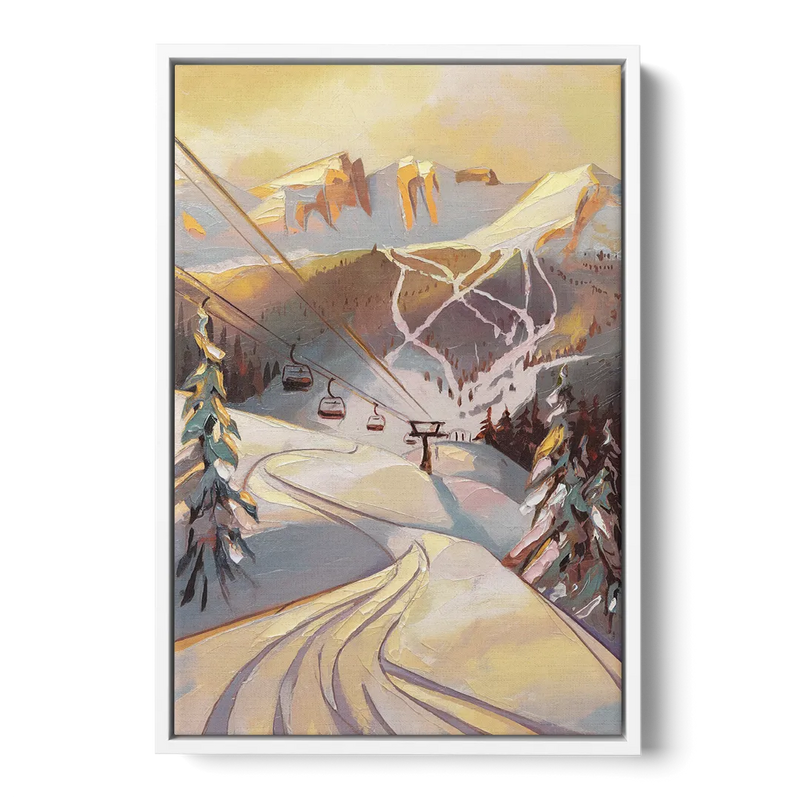 Vail Ski Slopes Front - White Canvas Wall Art