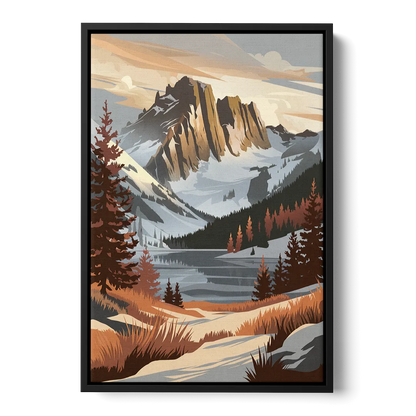 Vail Snowy Peaks Front - Black Canvas Wall Art