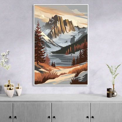 Vail Snowy Peaks Sitting Room - White Canvas Wall Art