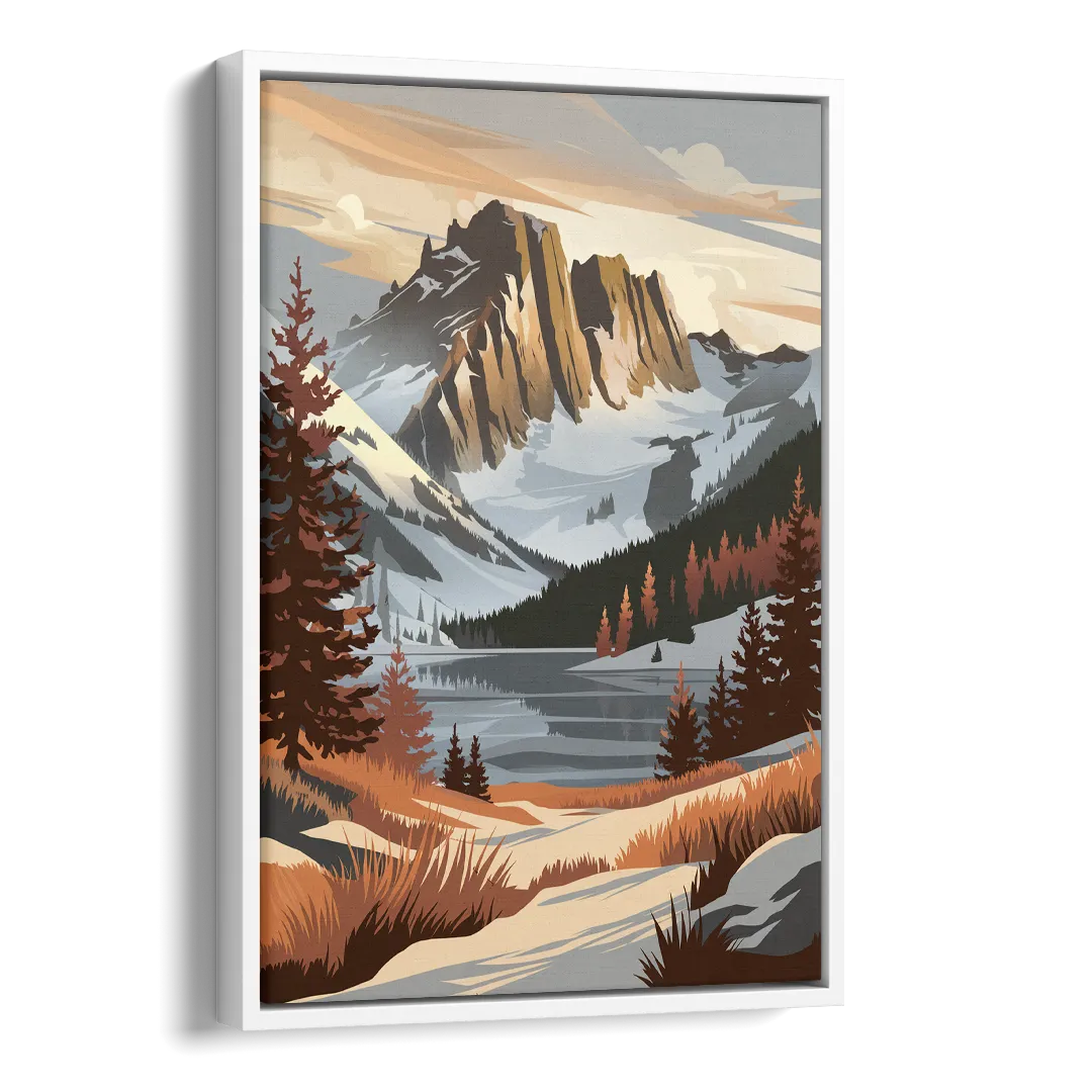 Vail Snowy Peaks Side - White Canvas Wall Art