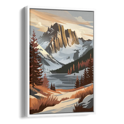 Vail Snowy Peaks Side - White Canvas Wall Art