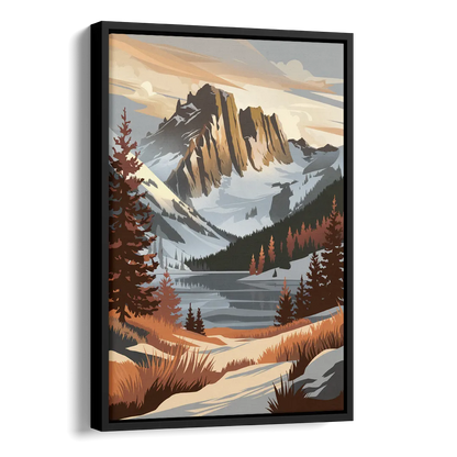 Vail Snowy Peaks Side - Black Canvas Wall Art