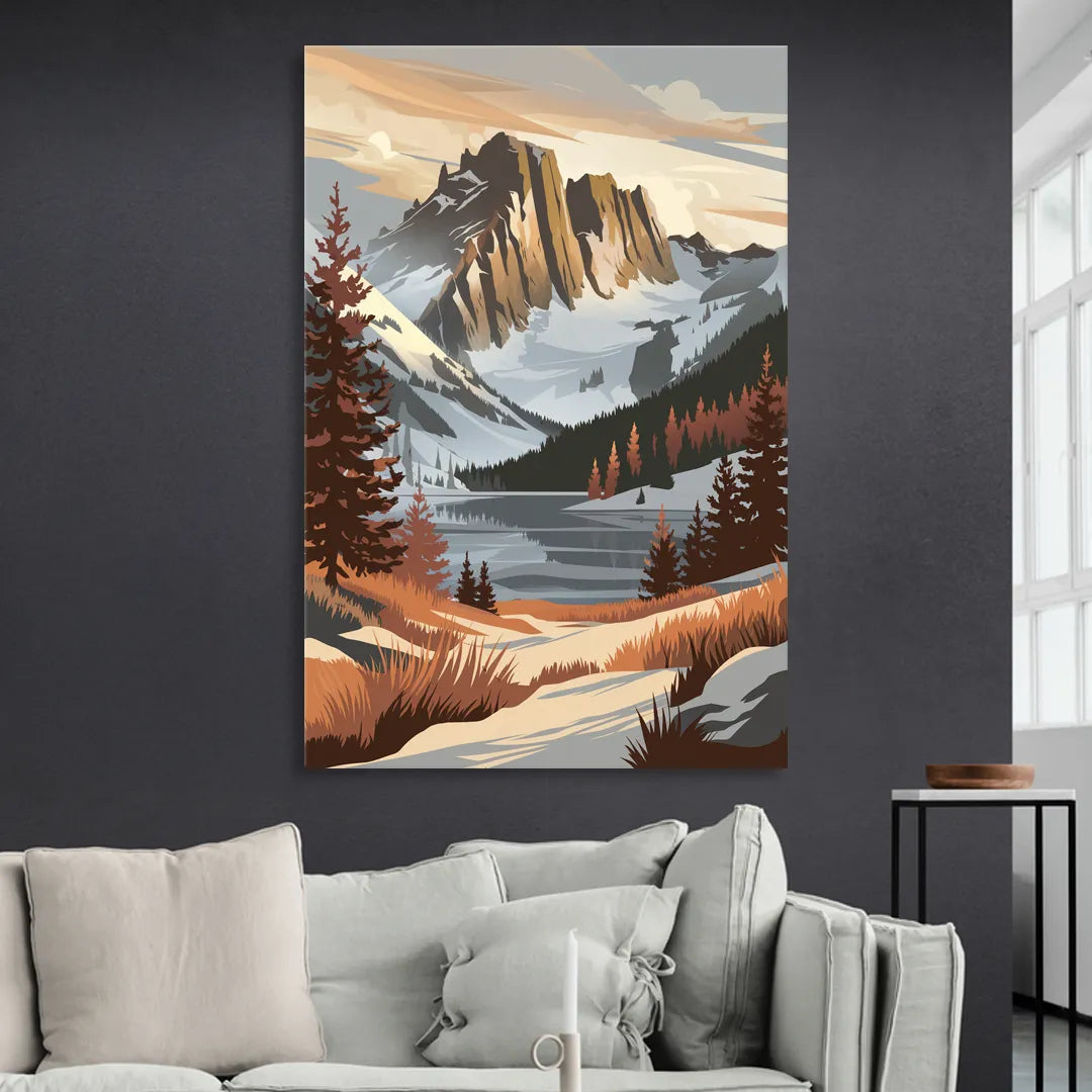 Vail Snowy Peaks Sitting Room - Canvas Wall Art