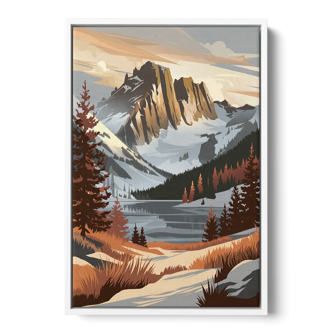 Vail Snowy Peaks Front - White Canvas Wall Art