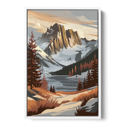 Vail Snowy Peaks Front - White Canvas Wall Art