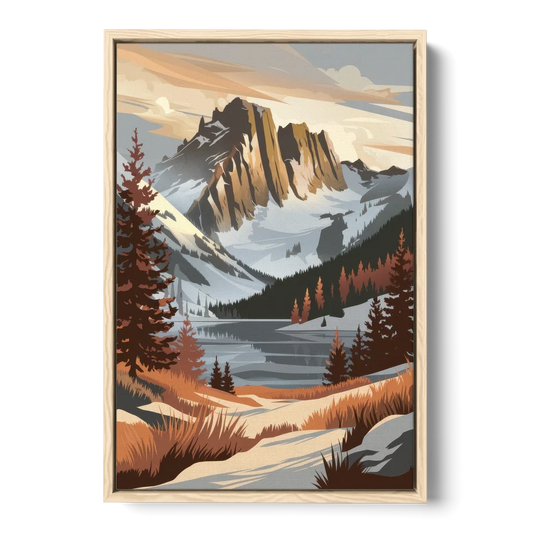 Vail Snowy Peaks - Oak Framed Canvas Wall Art - Front